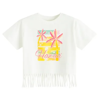 Cool Club, Bluza cu maneca scurta pentru fete, crop top, alb