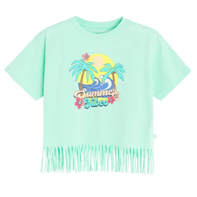 Cool Club, Bluza cu maneca scurta pentru fete, crop top, turcoaz