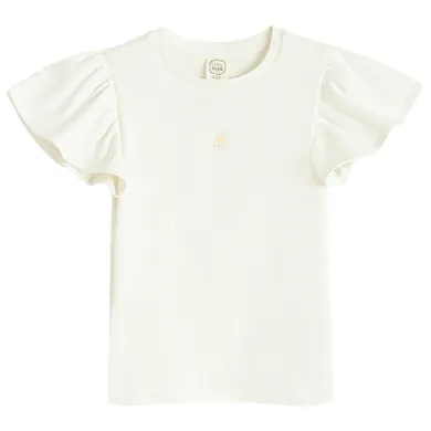 Cool Club, Bluza cu maneca scurta pentru fete, din tricot striat, alb