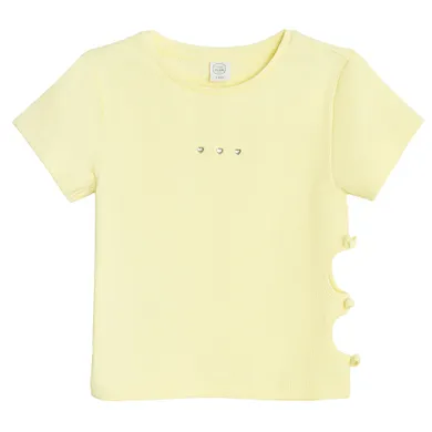 Cool Club, Bluza cu maneca scurta pentru fete, din tricot striat, galben