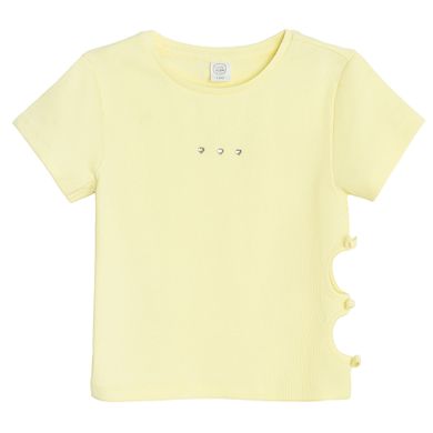 Cool Club, Bluza cu maneca scurta pentru fete, din tricot striat, galben