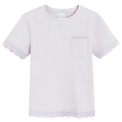 Cool Club, Bluza cu maneca scurta pentru fete, din tricot striat, violet