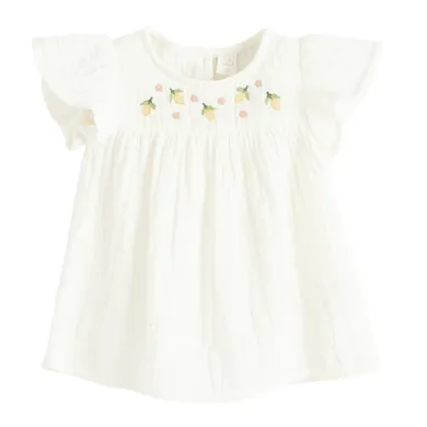 Cool Club, Bluza cu maneca scurta pentru fete, muselina, ecru