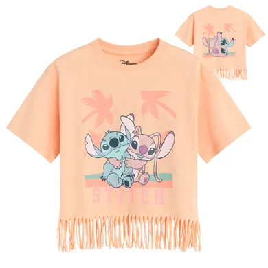 Cool Club, Bluza cu maneca scurta pentru fete, portocaliu, imprimeu Lilo si Stitch