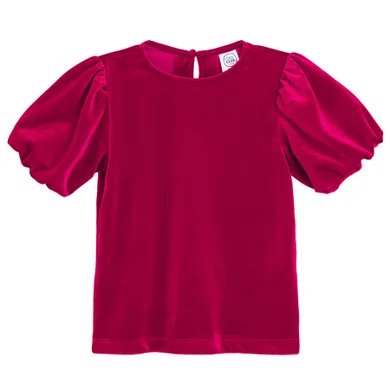 Cool Club, Bluza cu maneca scurta pentru fete, velur, rosu