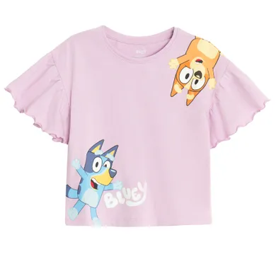 Cool Club, Bluza cu maneca scurta pentru fete, violet, imprimeu Bluey