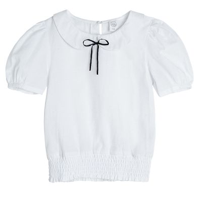 Cool Club, Bluza cu maneca scurta si guler pentru fete, alb