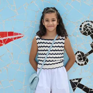 Cool Club, Bluza fara maneci pentru fete, crop top, din tricot, mix