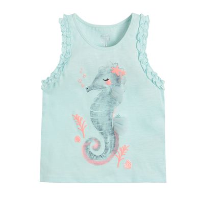Cool Club, Bluza fara maneci pentru fete, culoare albastru deschis, imprimeu calut de mare