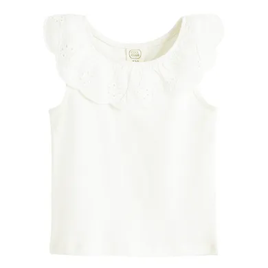 Cool Club, Bluza fara maneci pentru fete, din tricot striat, alb