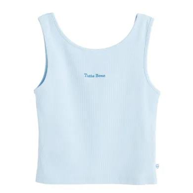 Cool Club, Bluza fara maneci pentru fete, din tricot striat, albastru