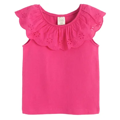 Cool Club, Bluza fara maneci pentru fete, din tricot striat, roz