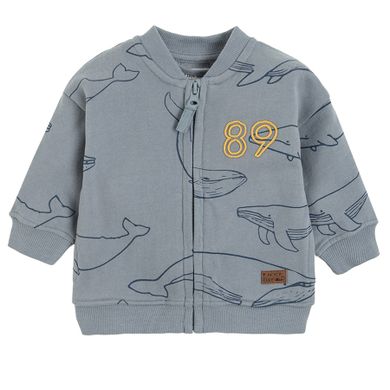 Cool Club, Bluza matlasata cu fermoar pentru baieti, albastru, imprimeu balene