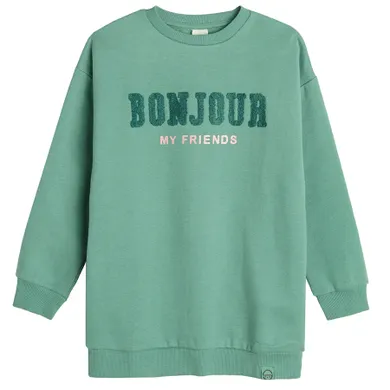 Cool Club, Bluza pentru fete, verde, imprimeu Bonjour my friends