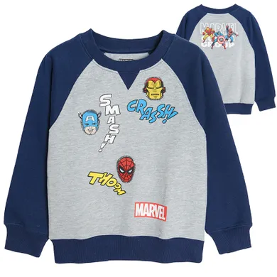 Cool Club, Bluza subtire pentru baieti, gri-bleumarin, imprimeu Marvel Super Heroes