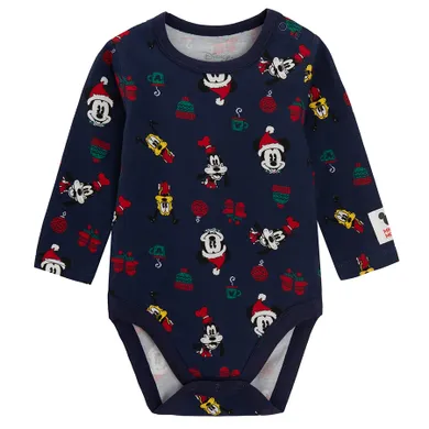 Cool Club, Body cu maneca lunga pentru baieti, bleumarin, imprimeu Mickey Mouse