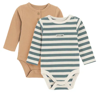 Cool Club, Body cu maneca lunga pentru baieti, din tricot striat, mix, set, 2 buc.