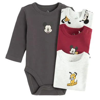 Cool Club, Body cu maneca lunga pentru baieti, mix, imprimeu Mickey Mouse, set, 4 buc.