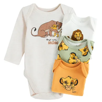 Cool Club, Body cu maneca lunga pentru baieti, mix, set, 4 buc., imprimeu Lion King