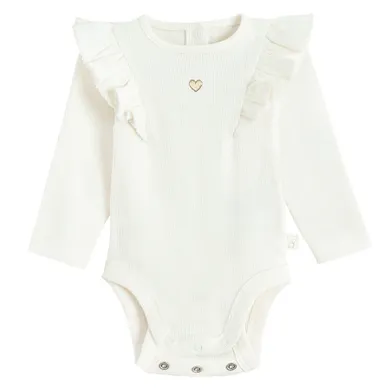 Cool Club, Body cu maneca lunga pentru fete, din tricot striat, alb