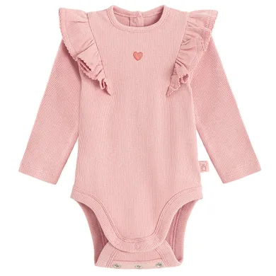 Cool Club, Body cu maneca lunga pentru fete, din tricot striat, roz