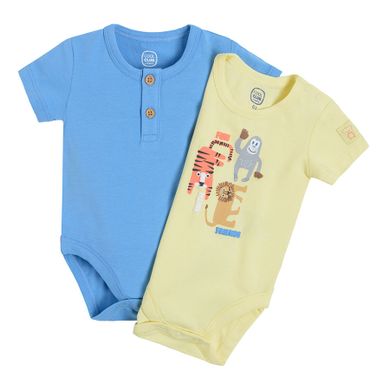 Cool Club, Body cu maneca scurta pentru baieti, albastru, galben, set, 2 buc.