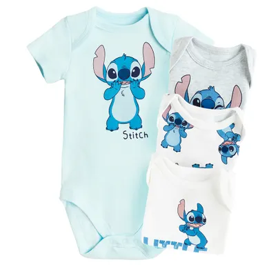 Cool Club, Body cu maneca scurta pentru baieti, mix, imprimeu Lilo si Stitch, set, 4 buc.