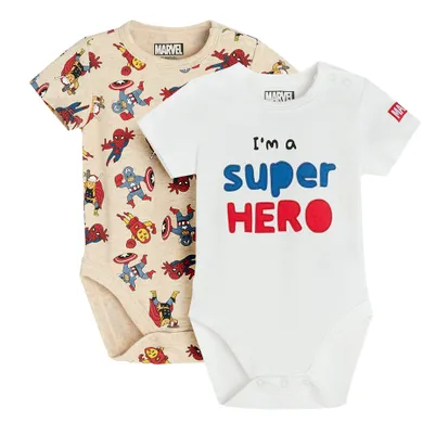 Cool Club, Body cu maneca scurta pentru baieti, mix, imprimeu Marvel Super Heroes, set, 2 buc.