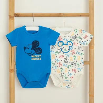 Cool Club, Body cu maneca scurta pentru baieti, mix, imprimeu Mickey Mouse, set, 2 buc.