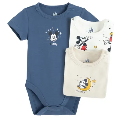 Cool Club, Body cu maneca scurta pentru baieti, mix, set, 3 buc., imprimeu Mickey Mouse