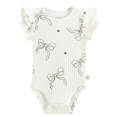 Cool Club, Body cu maneca scurta pentru fete, din tricot striat, alb