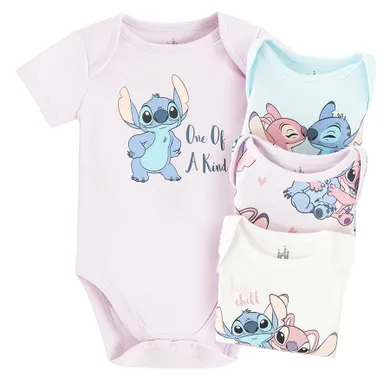 Cool Club, Body cu maneca scurta pentru fete, mix, imprimeu Lilo si Stitch, set, 4 buc.