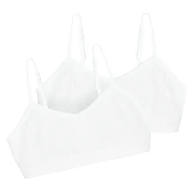 Cool Club, Bustiera pentru fete, din tricot striat, alb, microfibra, set, 2 buc.