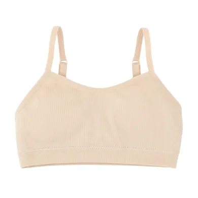 Cool Club, Bustiera pentru fete, din tricot striat, bej, microfibra