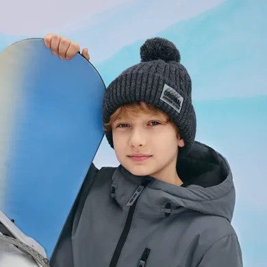 Cool Club, Caciula cu pompon pentru baieti, gri