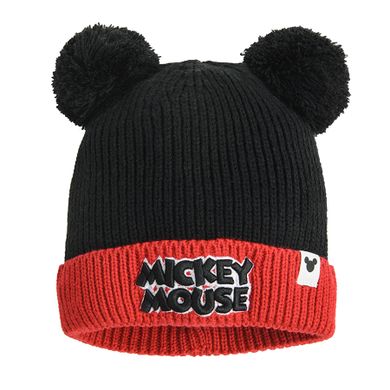 Cool Club, Caciula cu pompon pentru baieti, negru, imprimeu Mickey Mouse