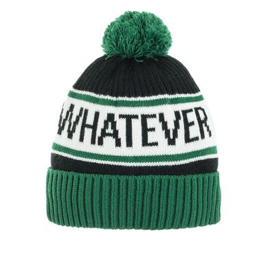 Cool Club, Caciula cu pompon pentru baieti, negru-verde, imprimeu Whatever