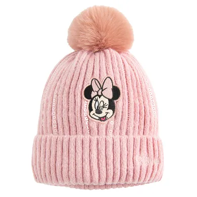 Cool Club, Caciula cu pompon pentru fete, roz, imprimeu Minnie Mouse