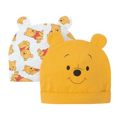 Cool Club, Caciula pentru baieti, galben, gri, imprimeu Winnie the Pooh, set, 2 buc.