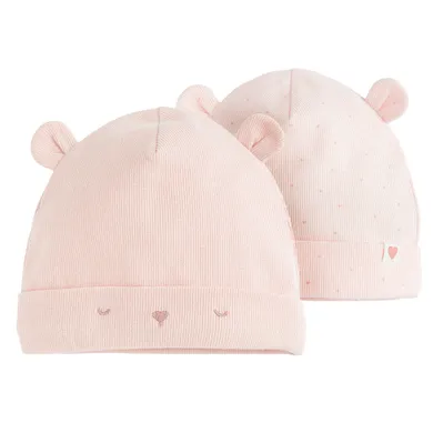 Cool Club, Caciula pentru fete, din tricot striat, roz, set, 2 buc.