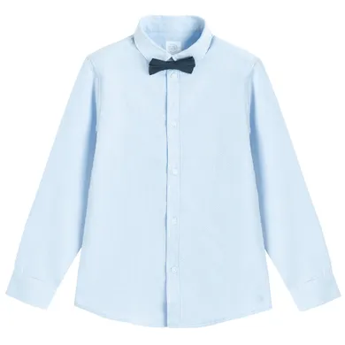 Cool Club, Camasa cu maneca lunga pentru baieti, slim fit, Papion, albastru