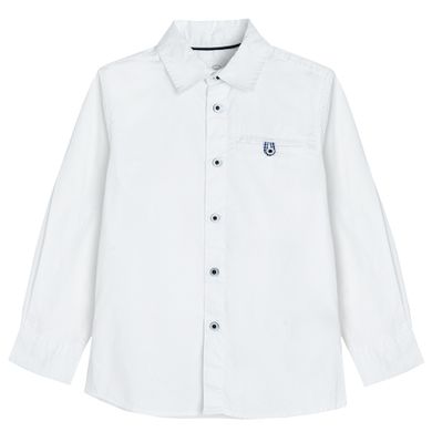 Cool Club, Camasa cu maneca lunga si buzunar pentru baieti, slim fit, alb