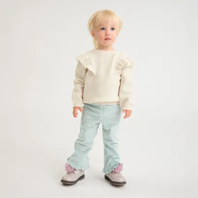 Cool Club, Colanti pentru fete, evazati, velur, din tricot striat, albastru