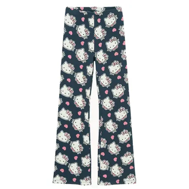 Cool Club, Colanti pentru fete, flare, din tricot striat, albastru, imprimeu Hello Kitty