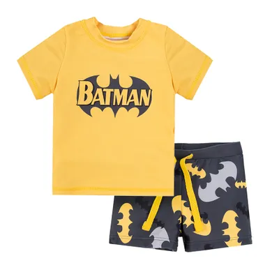 Cool Club, Costum de baie din doua piese pentru baieti, galben-negru, imprimeu Batman