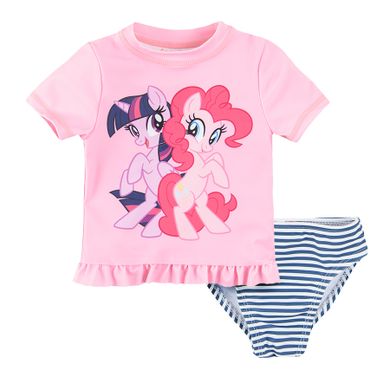 Cool Club, Costum de baie din doua piese pentru fete, roz-alb, imprimeu My Little Pony