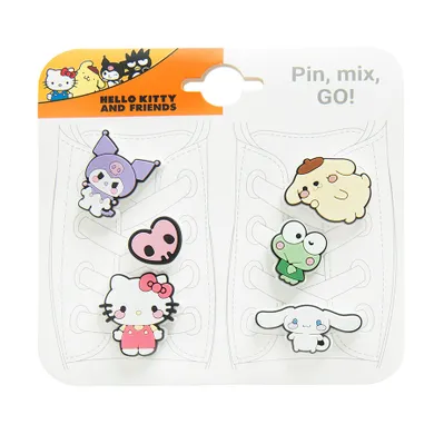 Cool Club, Decoratiuni pentru incaltaminte pentru fete, mix, imprimeu Hello Kitty and Friends, set, 6 buc.