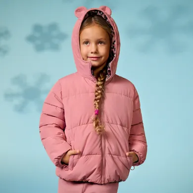 Cool Club, Geaca cu gluga pentru fete, calduroasa, cu doua fete, roz, imprimeu Minnie Mouse