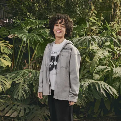 Cool Club, Geaca de blugi cu gluga pentru baieti, gri