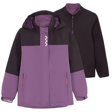 Cool Club, Geaca impermeabila cu gluga pentru fete, 3in1, Geaca softshell, violet